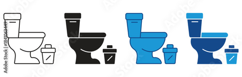 Toilet trash icon Set Multiple Style Collection. Vector illustration.