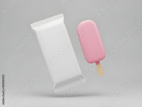 Wallpaper Mural Pink Ice Cream and Packaging in Studio Backdrop Advertising Mockup Scene Torontodigital.ca