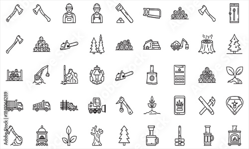 Construction Action with Worker and Machinery in Urban Site, Line Art Illustration, Industrial Environment, Side View, Technical Concept 38.eps