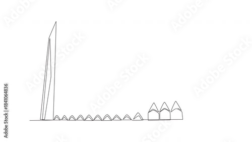 Animated Al Jabbar Grand Mosque. Bandung concept one-line drawing