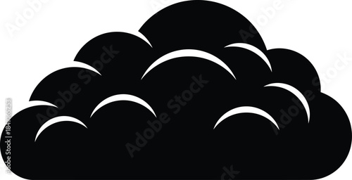 Black stylized cloud icon with white crescent shapes weather symbol