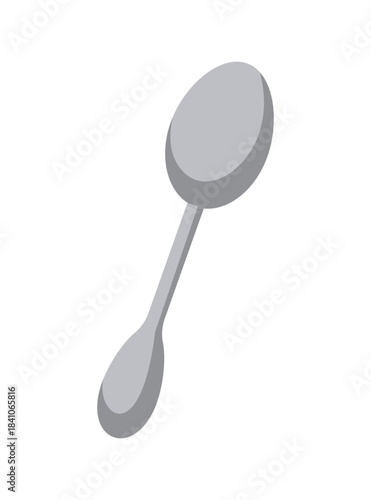 Teaspoon hand drawn illustration. Vector isolated on white. Cartoon Spoon illustration. Flat designPrint
