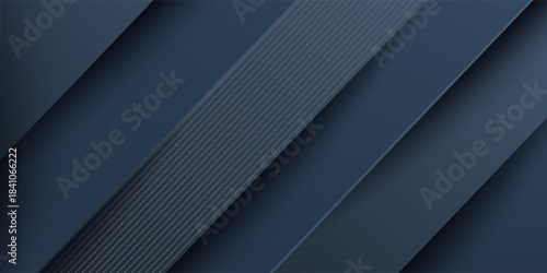 Dark gray dynamic abstract 3D background with straight shadow, overlap line, and simple lights. Creative premium gradient. 3d cover of business design. Eps10 vector