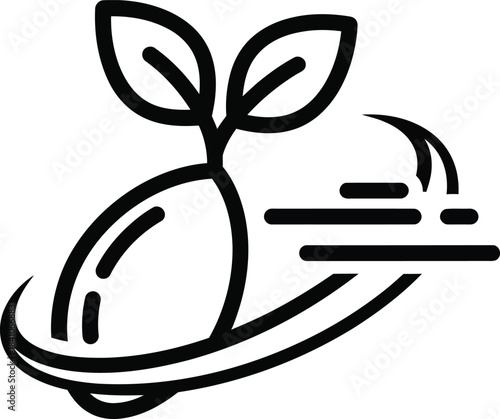 Stylized Icon of a Seed Sprouting and Moving Forward with Speed Lines growing plant