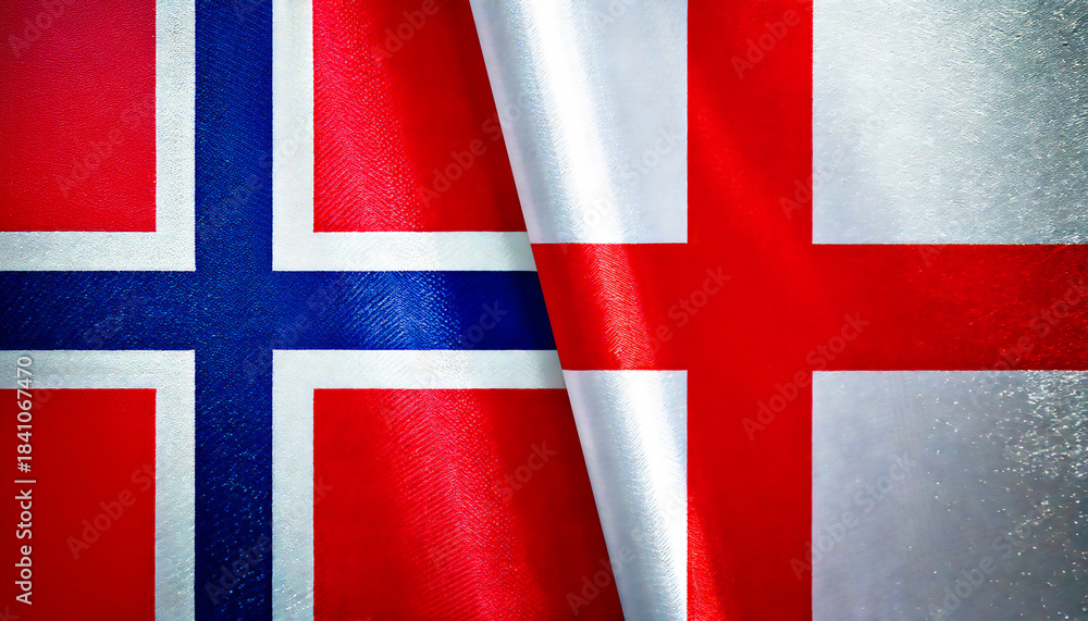 Fototapeta premium ノルウェーの国旗とイングランドの国旗(Norway flag & England flag.) 