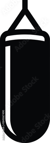 Black Icon Of A Hanging Punching Bag On White Background boxing sport