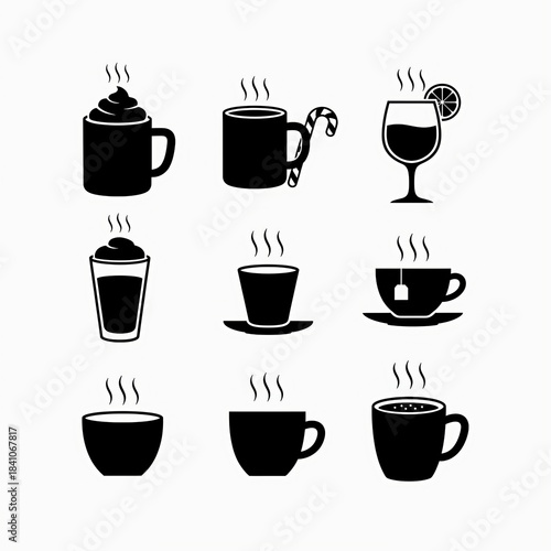 Wallpaper Mural Hot Drinks Icons Vector Set: Coffee, Tea, and Winter Beverages. Torontodigital.ca