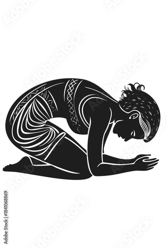 Stylized child's pose yoga vector illustration for inner peace