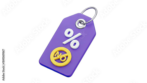 3D Discount Tag with No Percentage Symbol - Sale Concept