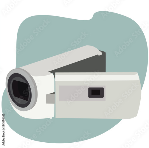 kamera video genggam. Digital camcorder with lens and screen