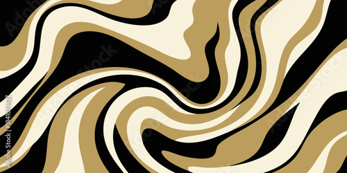 Abstract swirling pattern with organic flowing lines in beige, black, and cream colors, creating a fluid and dynamic visual texture