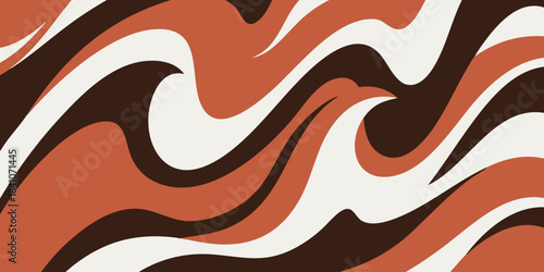 Abstract Retro Waves Background With Brown, Orange, and Cream Swirls, Evoking a Sense of Fluid Movement and Nostalgia