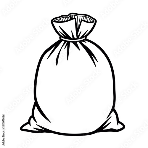 Minimal laundry service bag icon for coloring book, children’s educational activity