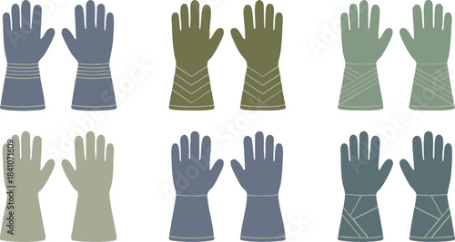 Six Pairs of Gloves in Various Styles and Colors for Different Uses