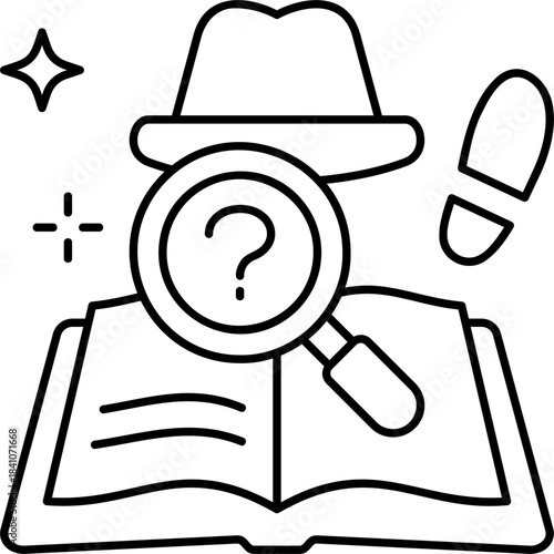 Line Art Mystery Book Icon