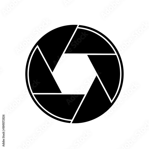 Aperture of a camera lens in black and white view on transparent background silhouette