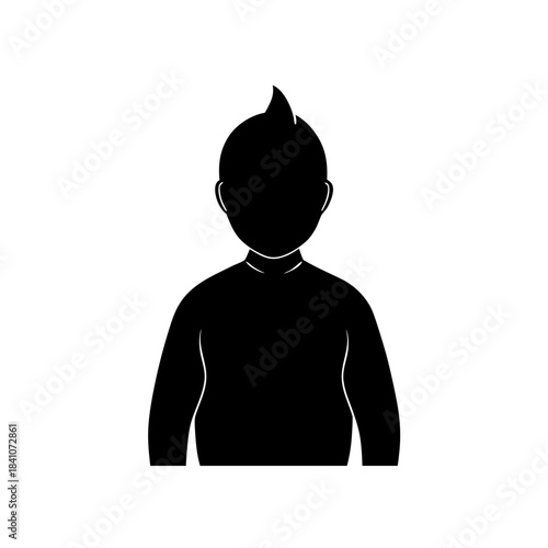Silhouette of a person with spiky hair standing on transparent background