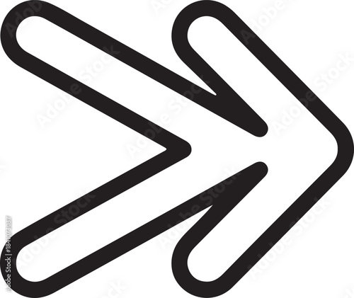 Outline fast forward arrow icon pointing right, symbolizing progression and rapid movement