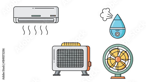 Air conditioner heater fan humidifier climate control appliance cooling warming moisture indoor environment technology