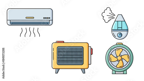 Air conditioner heater fan humidifier climate control appliance temperature humidity indoor cooling heating