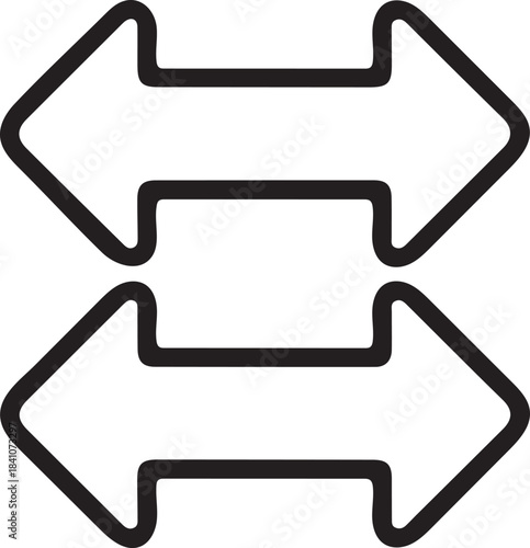 Horizontal bidirectional arrows icon illustrating movement, exchange, or width adjustment.