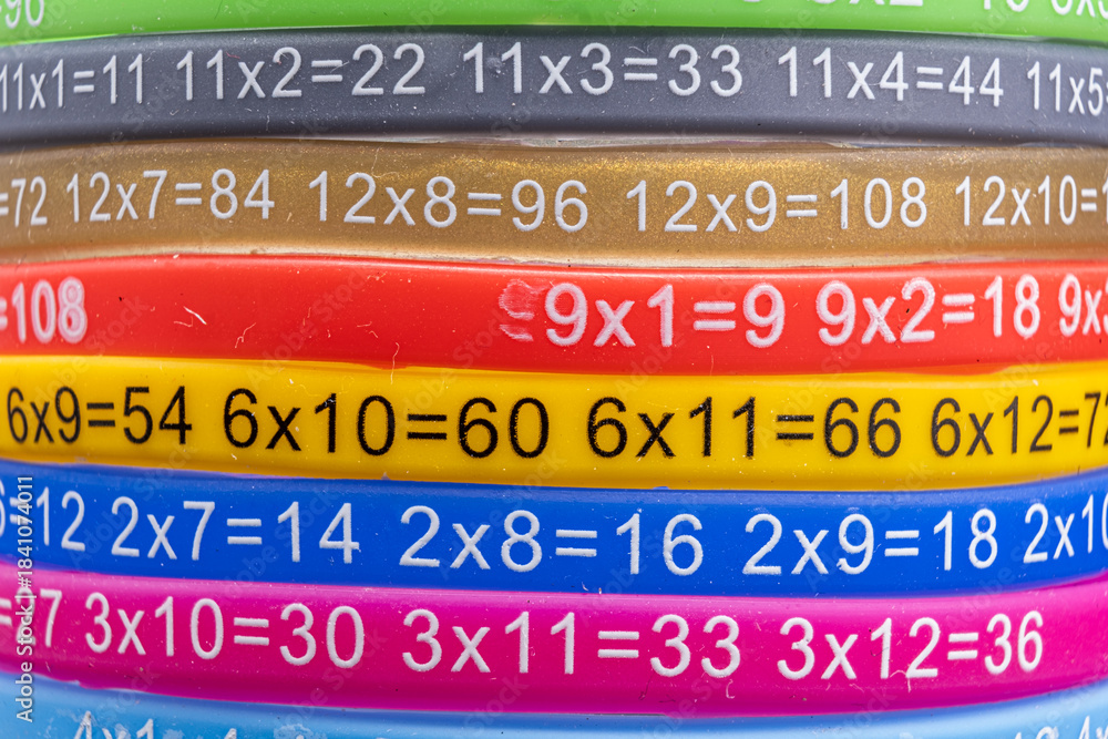 Fototapeta premium Colorful multiplication table on elastic bands