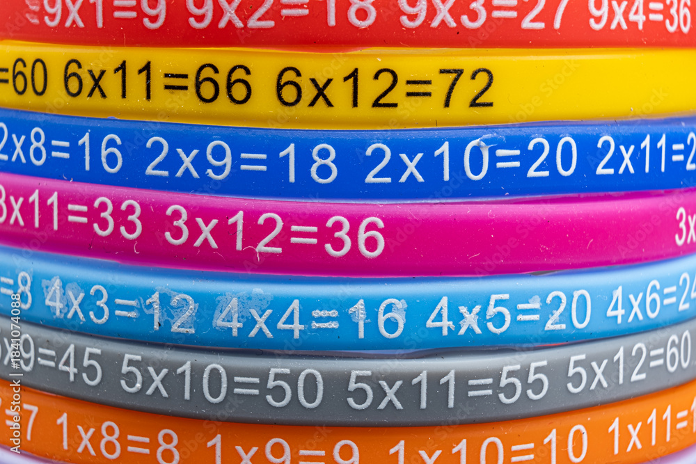 Fototapeta premium Colorful multiplication table on elastic bands