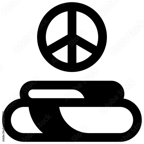 Inner peace. Outlined stroke vector icon with black-filled details.
