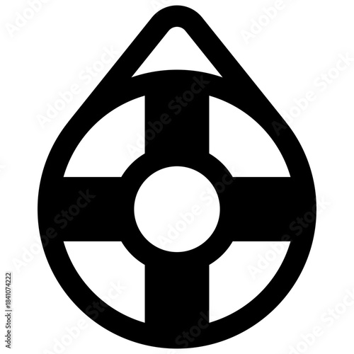 Lifebuoy. Outlined stroke vector icon with black-filled details.