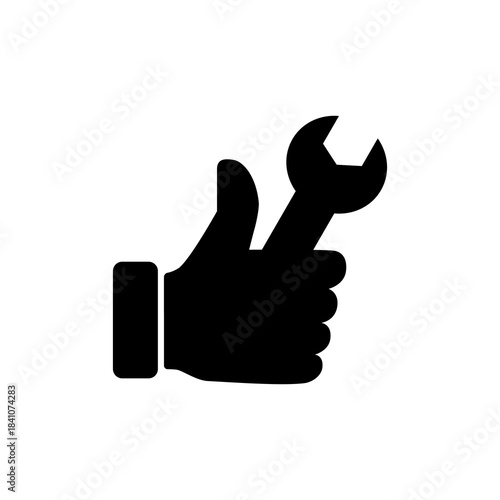 Fast repair and maintenance service icon, Hand holding wrench icon. Flat vector illustration design isolated on white background.