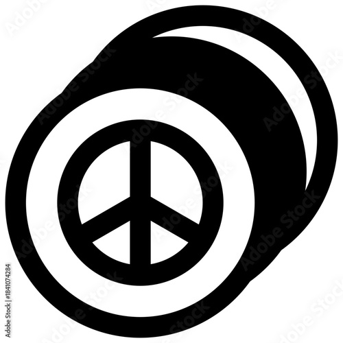 Peace stickers. Outlined stroke vector icon with black-filled details.