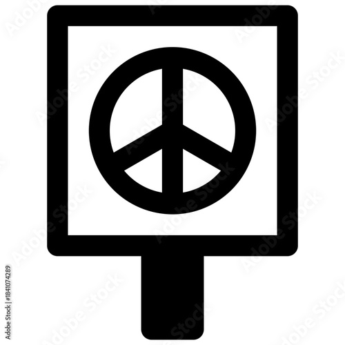 Placard. Outlined stroke vector icon with black-filled details.