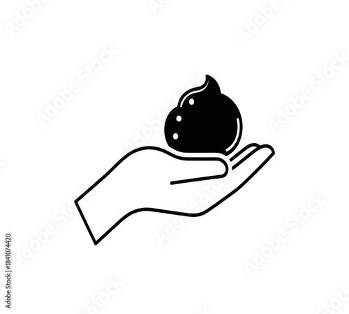 Hand illustration vector concept of a human finger holding a peace symbol flower icon design