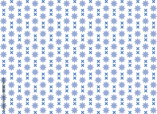 ブルーのフラワーシームレスパターン背景（透明） | 爽やかで可愛い花柄のベクター素材