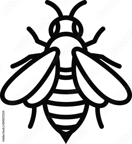 Isolated vector illustration of a bee insect outline for apiary design eps silhouette