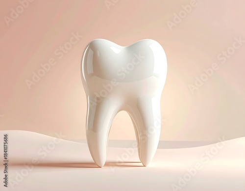 A gleaming white molar set against a soft, gradient background