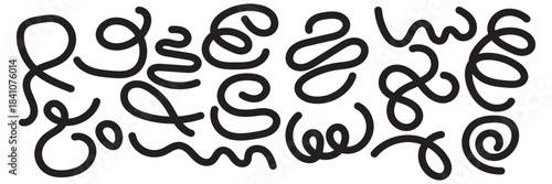 Colorful and Monochrome Abstract Squiggle Pattern  multicolor and whit abstract squiggle lines on dark backgrounds, ideal for modern design themes, creative branding, and artistic EPS10/AI.