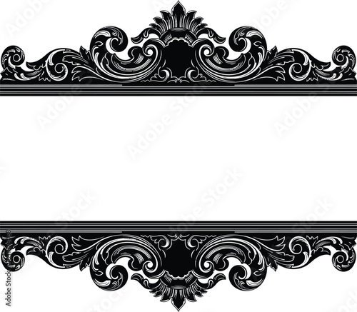 Vector ornate frame design vintage floral decorative border illustration eps silhouette