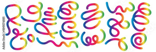 Colorful and Monochrome Abstract Squiggle Pattern  multicolor and whit abstract squiggle lines on dark backgrounds, ideal for modern design themes, creative branding, and artistic EPS10/AI.