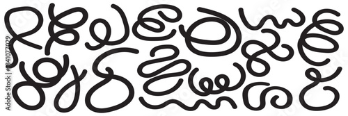 Colorful and Monochrome Abstract Squiggle Pattern  multicolor and whit abstract squiggle lines on dark backgrounds, ideal for modern design themes, creative branding, and artistic EPS10/AI.
