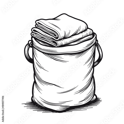 Tidy folded laundry in hotel bag, organization and cleanliness in hospitality industry