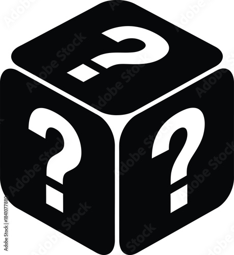 Mystery box concept with question marks vector illustration graphic eps silhouette