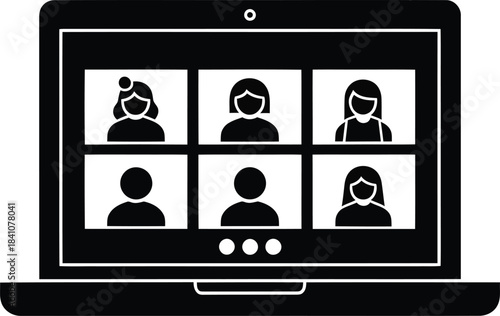 Online meeting icon vector illustration remote work video conference call eps silhouette
