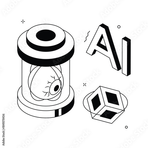 A visually appealing ai science and innovation laboratory isometric illustration