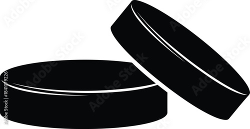 Hockey pucks vector illustration black and white sports equipment design eps silhouette