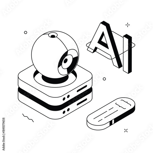 Well designed amazing isometric style illustration of robot server