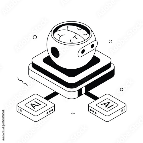 Well designed amazing illustration of artificial intelligence in modern style