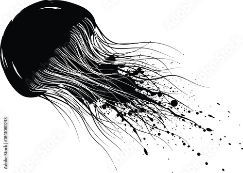 Black jellyfish illustration vector graphic design aquatic sea animal eps silhouette