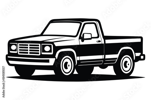 pickup silhouette line art vector illustration with a white background