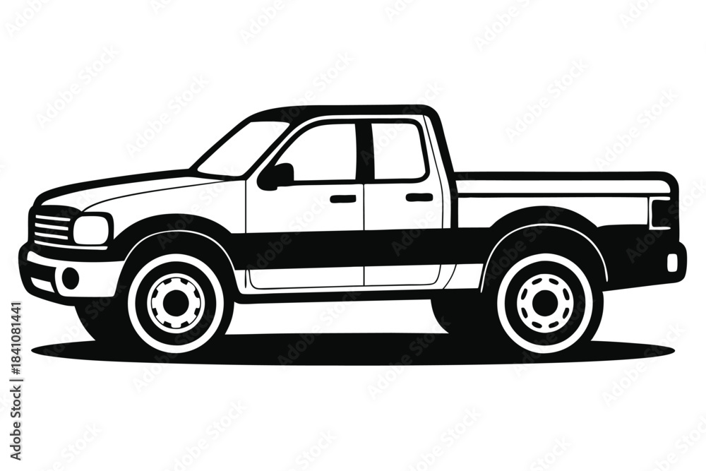 Fototapeta premium pickup silhouette line art vector illustration with a white background